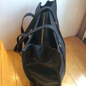 Large Black Leather Tote Bag NWOT